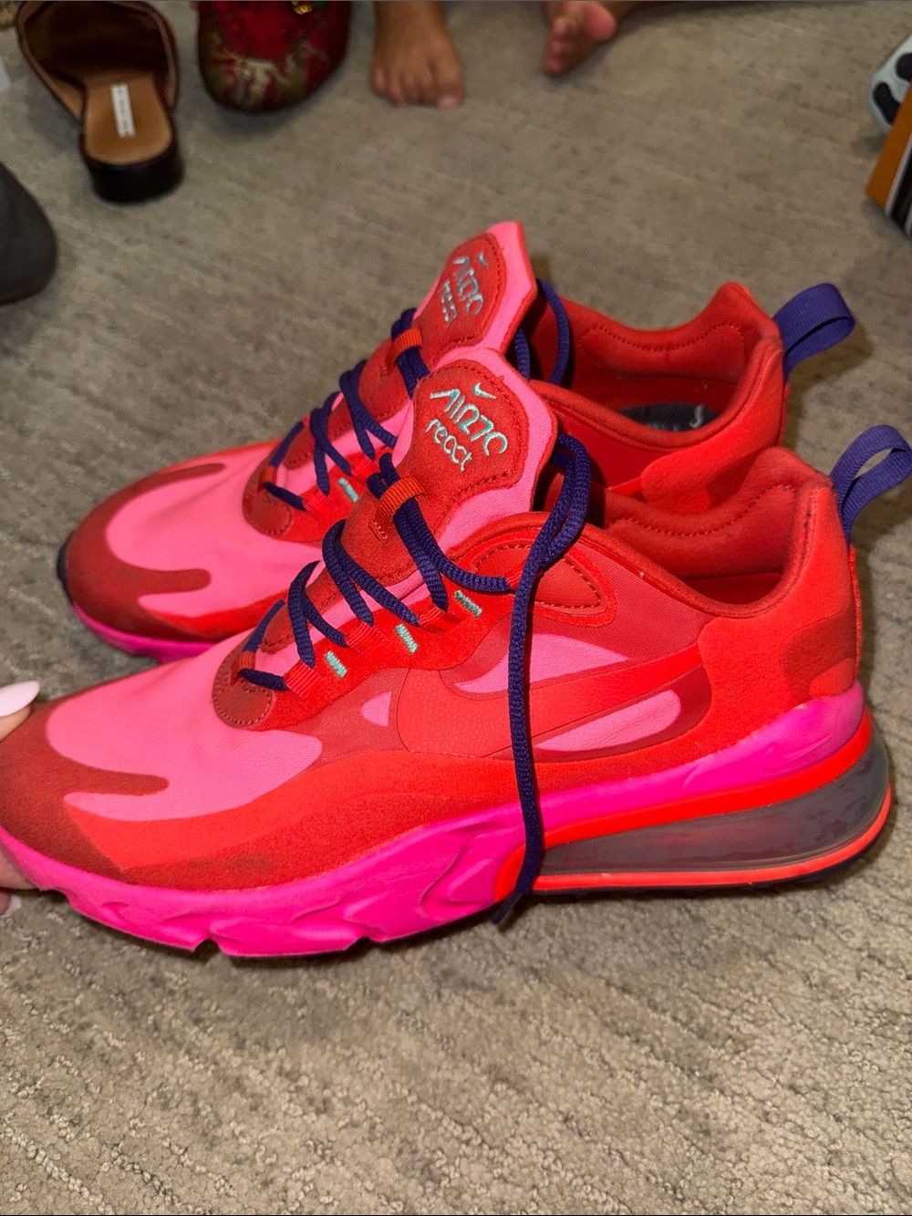 Nike Kids Bright Pink and Red React Athletic Sneakers